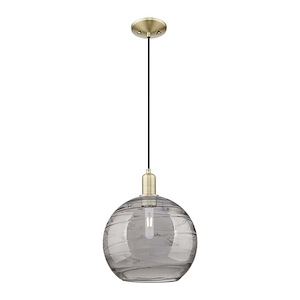 Athens Deco Swirl - 1 Light Cord Hung Mini Pendant-14.2 Inch Tall and 12 Inch Wide - 1387864