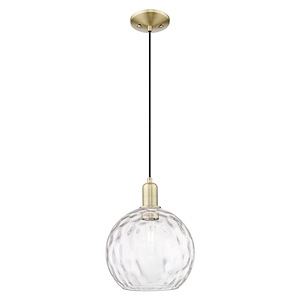 Athens Water Glass - 1 Light Cord Hung Mini Pendant-12.58 Inch Tall and 10 Inch Wide - 1387960