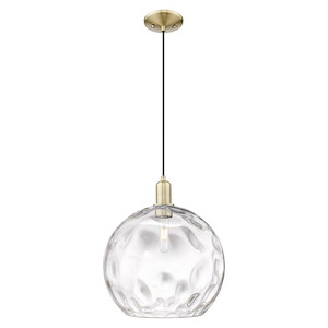 Athens Water Glass - 1 Light Cord Hung Mini Pendant-15.95 Inch Tall and 13 Inch Wide - 1387901