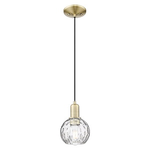 Athens Water Glass - 1 Light Cord Hung Mini Pendant-8.83 Inch Tall and 6 Inch Wide - 1387887