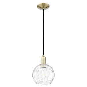 Athens Water Glass - 1 Light Cord Hung Mini Pendant-10.83 Inch Tall and 8 Inch Wide - 1387908