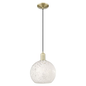 White Mouchette - 1 Light Cord Hung Mini Pendant-12.58 Inch Tall and 10 Inch Wide - 1387909