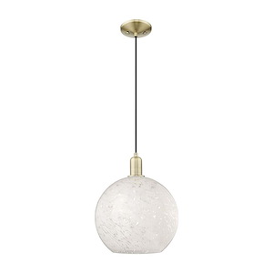 White Mouchette - 1 Light Cord Hung Mini Pendant-14.33 Inch Tall and 12 Inch Wide - 1387918