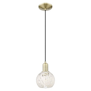 White Mouchette - 1 Light Cord Hung Mini Pendant-8.83 Inch Tall and 6 Inch Wide - 1387910