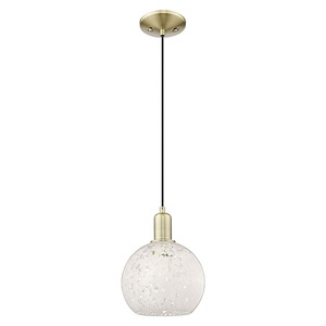 White Mouchette - 1 Light Cord Hung Mini Pendant-10.83 Inch Tall and 8 Inch Wide - 1387924