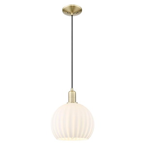 White Venetian - 1 Light Cord Hung Mini Pendant-12.58 Inch Tall and 10 Inch Wide - 1387919
