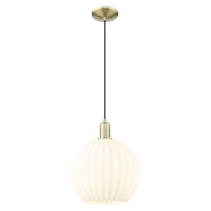 White Venetian - 1 Light Cord Hung Mini Pendant-14.33 Inch Tall and 12 Inch Wide - 1387903