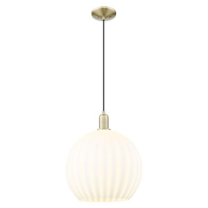 White Venetian - 1 Light Cord Hung Mini Pendant-17.45 Inch Tall and 13.75 Inch Wide - 1387865