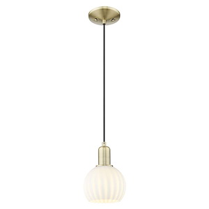 White Venetian - 1 Light Cord Hung Mini Pendant-8.83 Inch Tall and 6 Inch Wide - 1387917