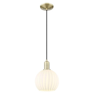 White Venetian - 1 Light Cord Hung Mini Pendant-10.83 Inch Tall and 8 Inch Wide - 1387893