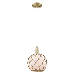 Farmhouse Rope - 1 Light Cord Hung Mini Pendant-10.83 Inch Tall and 8 Inch Wide - 1387877