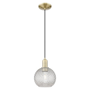Athens - 1 Light Basketweave Cord Hung Mini Pendant-10.83 Inch Tall and 8 Inch Wide - 1387902