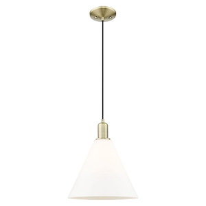 Berkshire Glass - 1 Light Cord Hung Mini Pendant-13.83 Inch Tall and 12 Inch Wide - 1387926