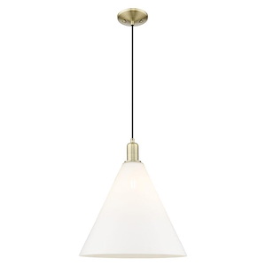 Berkshire Glass - 1 Light Cord Hung Mini Pendant-17.83 Inch Tall and 16 Inch Wide - 1387963