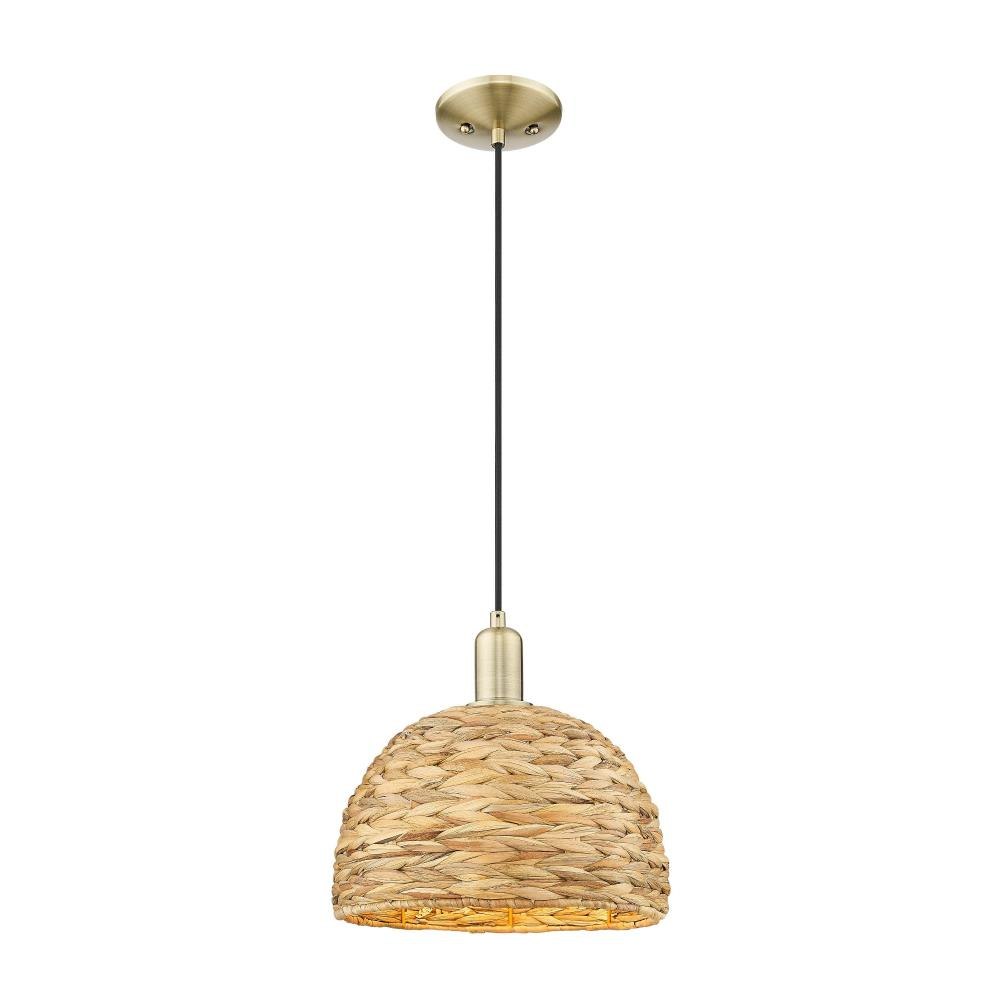 Innovations Lighting 716-1P-NBD-12_P Natural Ballston Dome - 1 Light Cord Hung Mini Pendant-14.2 Inch Tall and 11.75 Inch Wide
