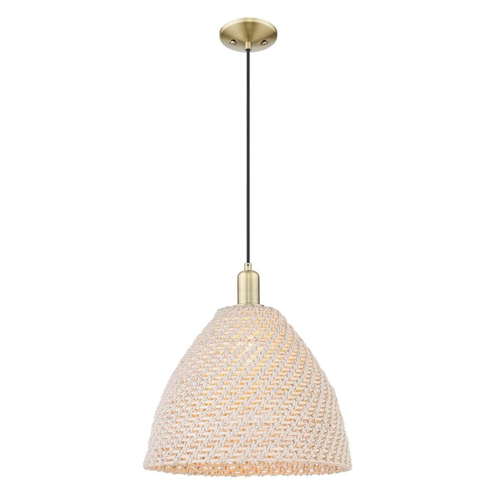 Innovations Lighting 716-1P-NBD-16_P Natural Ballston Dome - 1 Light Cord Hung Mini Pendant-16.2 Inch Tall and 15.75 Inch Wide