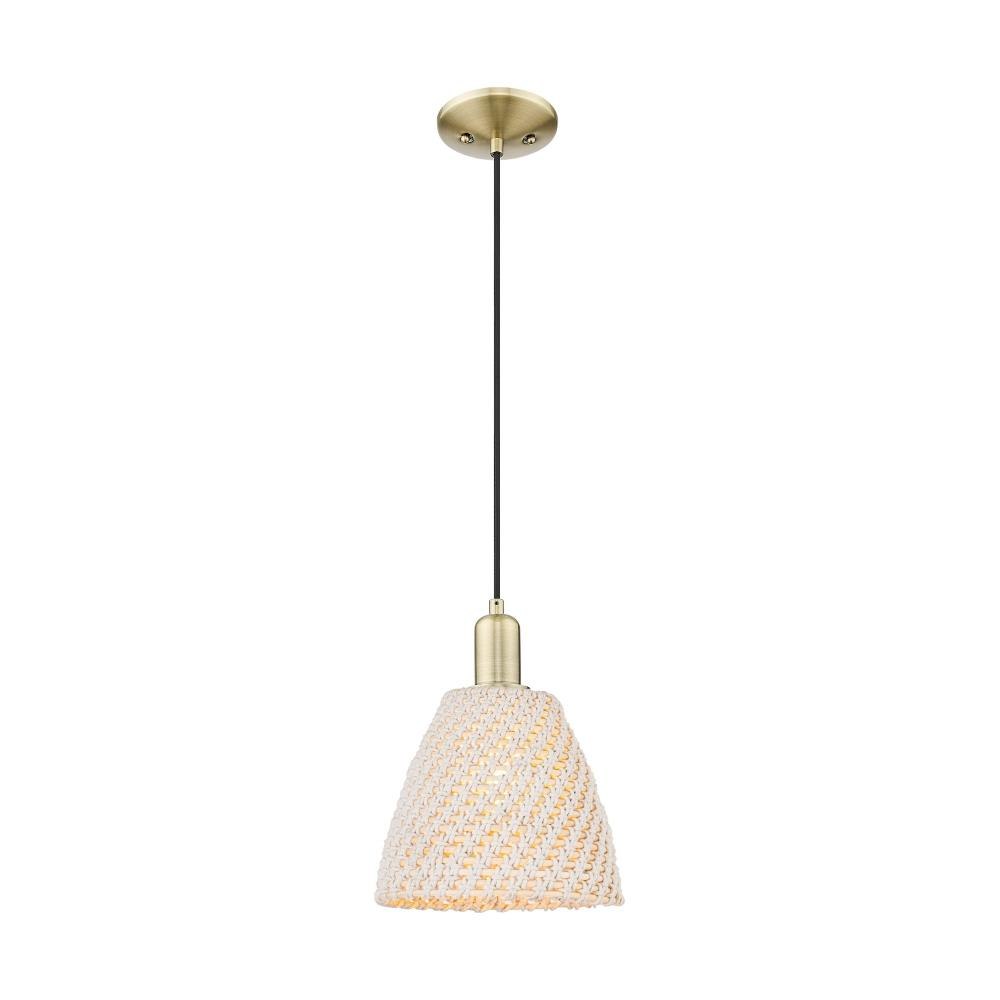 Innovations Lighting 716-1P-NBD-9_P Natural Ballston Dome - 1 Light Cord Hung Mini Pendant-11.95 Inch Tall and 9 Inch Wide