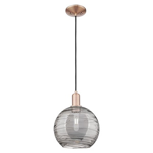 Athens Deco Swirl - 1 Light Cord Hung Mini Pendant-12.45 Inch Tall and 10 Inch Wide - 1387892