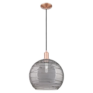 Athens Deco Swirl - 1 Light Cord Hung Mini Pendant-15.95 Inch Tall and 13.75 Inch Wide - 1387915