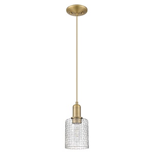 Cobbleskill - 1 Light Basketweave Cord Hung Mini Pendant-9.83 Inch Tall and 5 Inch Wide - 1387946