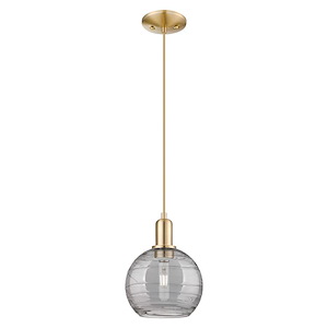 Athens Deco Swirl - 1 Light Cord Hung Mini Pendant-10.7 Inch Tall and 8 Inch Wide - 1387881