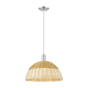 Natural Ballston Dome - 1 Light Basket Cord Hung Mini Pendant-16.2 Inch Tall and 15.75 Inch Wide - 1374047
