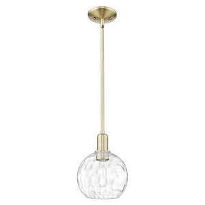 Athens Water Glass - 1 Light Stem Hung Mini Pendant-10.63 Inch Tall and 8 Inch Wide - 1387954