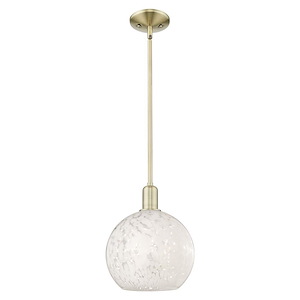 White Mouchette - 1 Light Stem Hung Mini Pendant-12.38 Inch Tall and 10 Inch Wide - 1387942