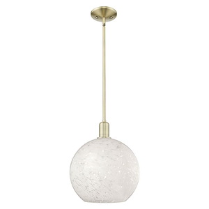 White Mouchette - 1 Light Stem Hung Mini Pendant-14.13 Inch Tall and 12 Inch Wide - 1387957
