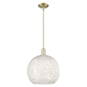 White Mouchette - 1 Light Stem Hung Mini Pendant-17.25 Inch Tall and 13.75 Inch Wide - 1387980