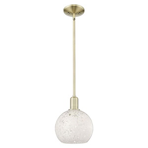 White Mouchette - 1 Light Stem Hung Mini Pendant-10.63 Inch Tall and 8 Inch Wide - 1387981