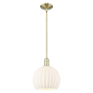White Venetian - 1 Light Stem Hung Mini Pendant-12.38 Inch Tall and 10 Inch Wide - 1387965