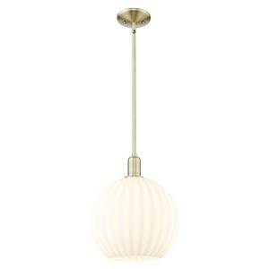 White Venetian - 1 Light Stem Hung Mini Pendant-14.13 Inch Tall and 12 Inch Wide - 1387970