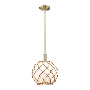 Farmhouse Rope - 1 Light Stem Hung Mini Pendant-12.63 Inch Tall and 10 Inch Wide - 1387932