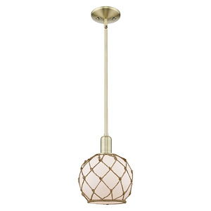 Farmhouse Rope - 1 Light Stem Hung Mini Pendant-10.63 Inch Tall and 8 Inch Wide - 1387979