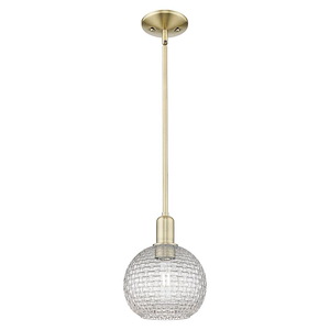 Athens - 1 Light Basketweave Stem Hung Mini Pendant-10.63 Inch Tall and 8 Inch Wide - 1387955