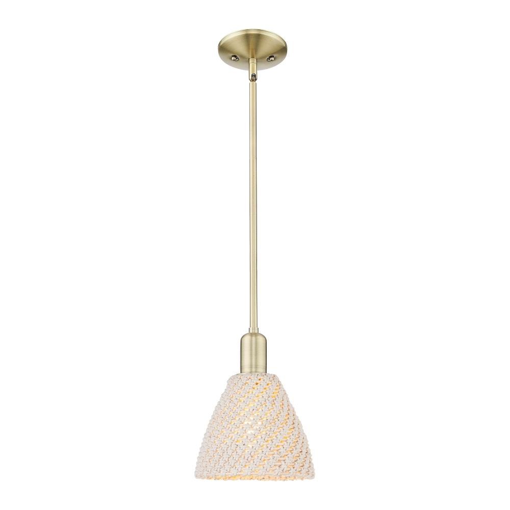 Innovations Lighting 716-1S-NBD-75_P Natural Ballston Dome - 1 Light Stem Hung Mini Pendant-10.13 Inch Tall and 7.5 Inch Wide