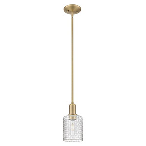 Cobbleskill - 1 Light Basketweave Stem Hung Mini Pendant-9.63 Inch Tall and 5 Inch Wide - 1387964