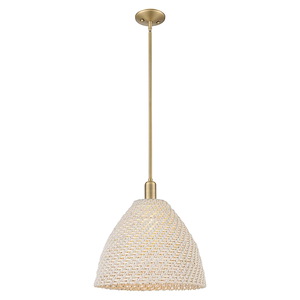 Natural Ballston Dome - 1 Light Stem Hung Mini-Pendant-15.75 Inch Tall and 8 Inch Wide - 1372737