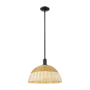 Natural Ballston Dome - 1 Light Basket Stem Hung Mini Pendant-16 Inch Tall and 15.75 Inch Wide - 1373961