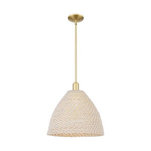 Natural Ballston Dome - 1 Light Stem Hung Mini Pendant-16 Inch Tall and 15.75 Inch Wide - 1374003