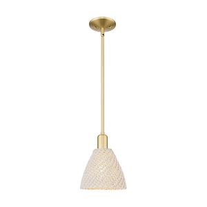 Natural Ballston Dome - 1 Light Stem Hung Mini Pendant-10.13 Inch Tall and 7.5 Inch Wide - 1374050