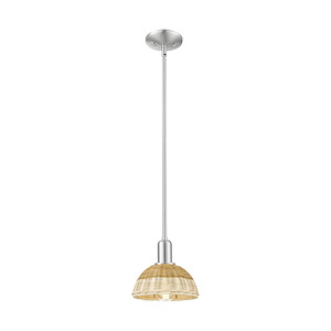 Natural Ballston Dome - 1 Light Basket Stem Hung Mini Pendant-10.13 Inch Tall and 7.5 Inch Wide - 1374001