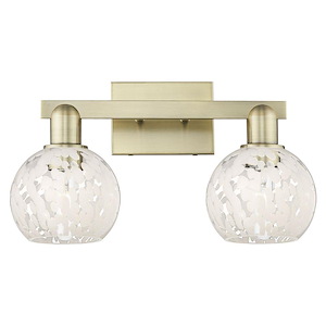 White Mouchette - 2 Light Bath Vanity-9.75 Inch Tall and 17 Inch Wide - 1388076