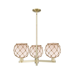 Farmhouse Rope - 3 Light Stem Hung Chandelier-12 Inch Tall and 30 Inch Wide - 1388022