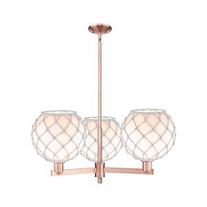 Farmhouse Rope - 3 Light Stem Hung Chandelier-14 Inch Tall and 32 Inch Wide - 1388102