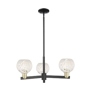 White Mouchette - 3 Light Stem Hung Chandelier-10 Inch Tall and 27.75 Inch Wide - 1388029