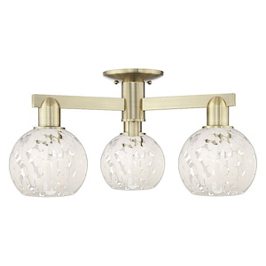 White Mouchette - 3 Light Semi-Flush Mount-10 Inch Tall and 23.25 Inch Wide - 1388039