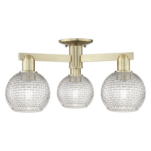 Athens - 3 Light Basketweave Semi-Flush Mount-10 Inch Tall and 23.38 Inch Wide - 1388040