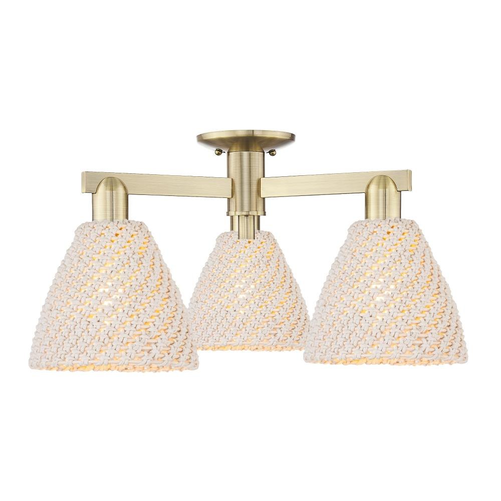 Innovations Lighting 716-3F-NBD-75_P Natural Ballston Dome - 3 Light Semi-Flush Mount-11.38 Inch Tall and 25 Inch Wide
